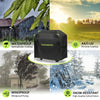 Black waterproof and windproof grill cover featuring PU inner coating and oxford fabric for protection