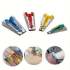 A set of bias tape makers with various colored tools including an awl for sewing and quilting.