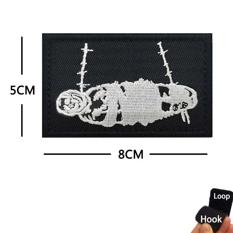 Blackbeard skull pirate flag embroidered patch with hook and loop backing