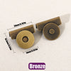 Bronze magnetic button clasps shown with dimension lines on a white background.