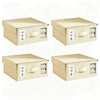 Two beige non-woven fabric storage boxes with lids and handles, designed for storing bedding or clothing.