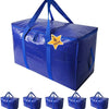 A set of blue heavy duty extra large storage totes shown from the top and side.