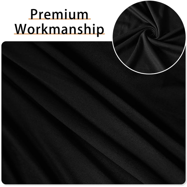 Black fabric with premium workmanship folds and texture, showing a close-up of the material.