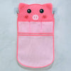 Pink silicone pig-shaped mesh storage bag for baby bath organizer
