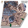 Cotton Satin Grand Wax fabric featuring intricate geometric patterns in brown, beige, and blue tones.
