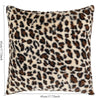 A square pillow cover featuring a brown and black leopard print pattern on a cream background.
