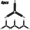 Four adjustable bed sheet grippers with clips shown in black.