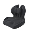 A black adjustable memory foam lumbar support cushion with a removable cotton cover.