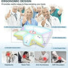 Diagram showing the ergonomic design features of a pillow including areas like the Cervical Support Area, Center Cavity Desig