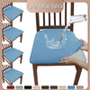 Blue elastic bench cover with a water faucet pouring water onto the fabric