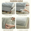 Installation steps showing how to lift a mattress, put in a fastener, lay a bed sheet, and complete installation.