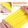 Yellow stretchable heat transfer vinyl sheet showing a clear sheet and major membrane layer.