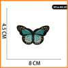 A set of five embroidered butterfly and rose iron-on patches, measuring 4.5 cm by 8 cm.