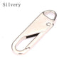 A silver zipper pull replacement set used for bags and garments.