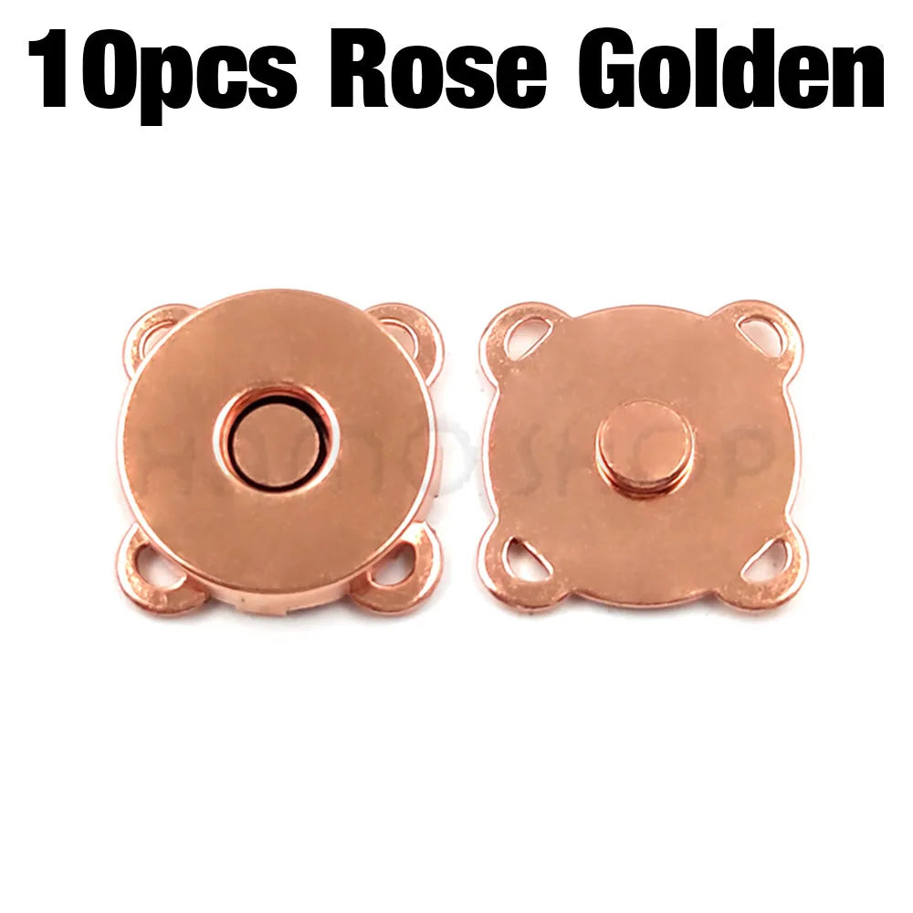Ten pieces of rose gold metal magnetic snap buttons for sewing