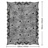 Black spider web lace table runner featuring intricate spider webs and bats for Halloween decor