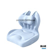 A white adjustable memory foam lumbar support cushion with a removable cotton cover shown from above.
