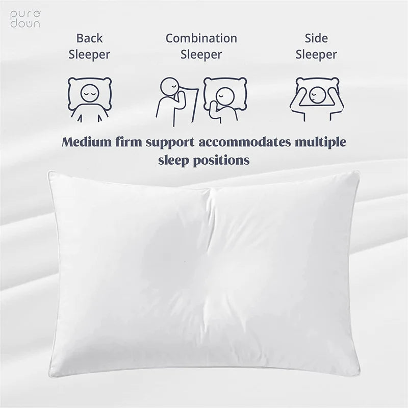 Three sleep positions demonstrated for a medium firm support pillow.