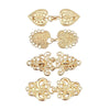 A set of vintage gold-toned zinc alloy sweater clips featuring ornate floral designs.