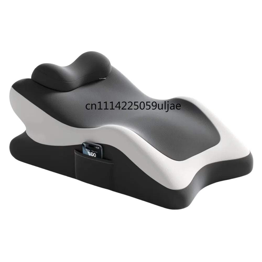 A gray and white memory foam body pillow designed for comfort.