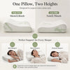 Two height options of a contoured memory foam pillow designed for different sleep styles.