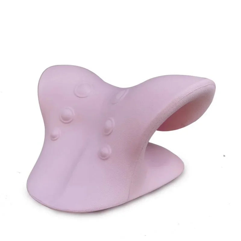 A light pink natural bamboo neck stretcher designed for relaxation.