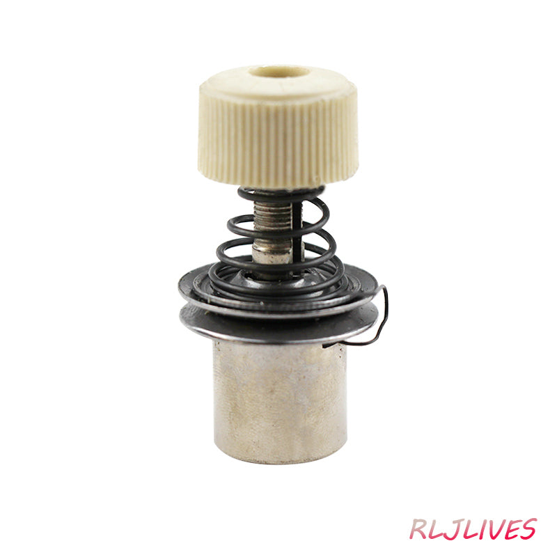 A universal sewing machine gripper with a white plastic grip and a metal threaded mechanism.