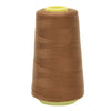 A roll of brown sewing thread with a light yellow core.