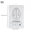 Five pieces of hanging vacuum storage bags for clothing, showing a winter coat or jacket.