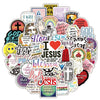 A collection of faith and prayer affirmation decals featuring various religious phrases and symbols.
