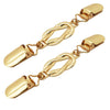 Gold-toned garment clinching clip with a braided chain and bar attachments