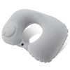 A gray portable flocking inflatable neck pillow shown from above.