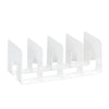 A white plastic storage organizer with four separate sections for organizing items.