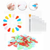A plastic threader set showing various tools including a needle, threader, and multiple plastic threads for sewing and crafti