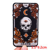 Black embroidery patch featuring a skull, crescent moon, and roses for clothing