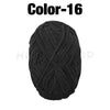 A ball of black Color-16 soft velvet chenille yarn for crafting.