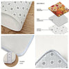 A set of decorative maple leaf area rug components including an upper deck, middle breathable sponge, and non-slip lower leve
