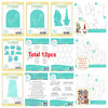 A set of layered stencils and metal cutting dies for DIY scrapbooking featuring various shapes and designs.