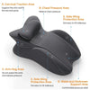 A black memory foam wedge pillow showing various pressure relief areas for the neck, chest, arms, and sides.