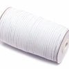 A roll of white adjustable elastic bands for garments.