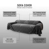 A dark gray striped sofa cover designed for ultimate comfort and protection.