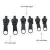 A collection of various size zippers including middle, large, and small types for repair kits.