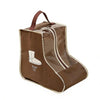 Brown boot storage bags with clear windows and carry handles.