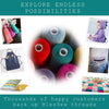 A collection of colorful polyester thread spools in various shades and colors for sewing and quilting projects.