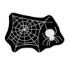 Black spider web design on a mat for a Halloween door mat