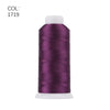 A roll of deep purple polyester embroidery thread with a white core.