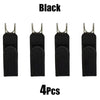 Four black adjustable buckle-free elastic belts shown individually.