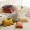 Washed Cotton Solid Cushion Cover with Tassel Fringe