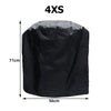 Black heavy-duty BBQ grill cover with dimensions 71cm by 56cm