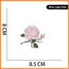 Set of 5 light pink embroidered rose patches for iron-on use